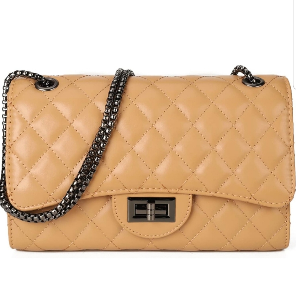 NEW Gladdon Quilted Crossbody Leather Shoulder Purse Chain Strap Stylish Clutch
